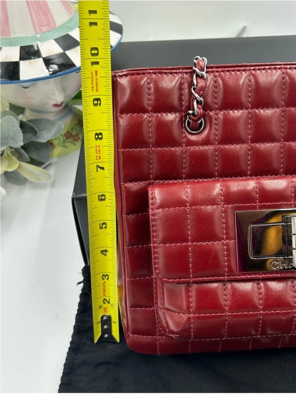 Women’s Chanel chocolate bar, Mademoiselle reissue square tote bag made in Italy